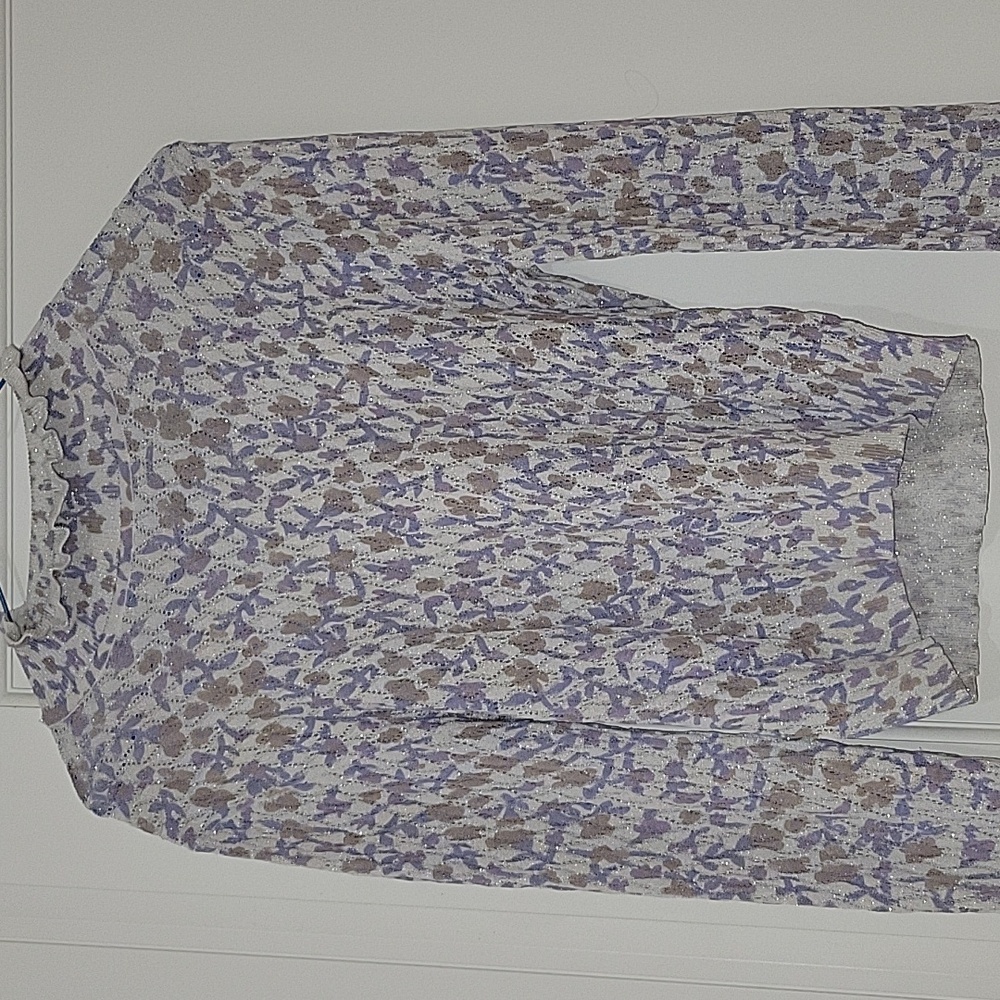 Zara Purple and White Floral Blouse